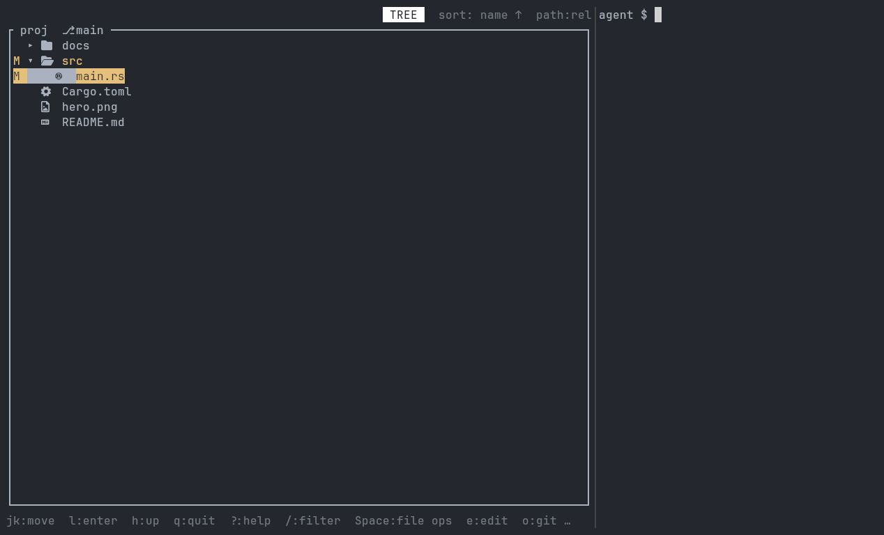 Follow mode — the file already has an uncommitted edit; after F, konoma shows only the lines the agent adds, and f reveals the full git diff